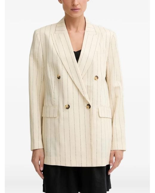 Rag & Bone Natural Pinstripe Double-Breasted Blazer