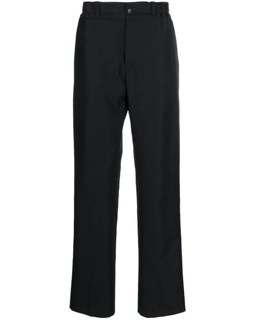 Lanvin Blue Monogram Cotton Straight Trousers for men