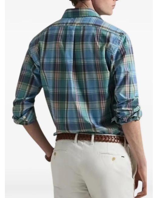 Polo Ralph Lauren Blue Check Button-Up Sport Shirt for men