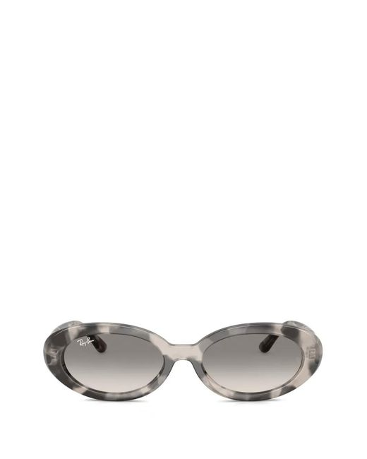 Ray-Ban Gray Mottled Oval-Frame Sunglasses