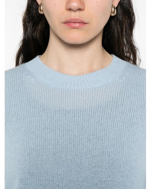 Allude Blue Crew-Neck Cashmere Sweater
