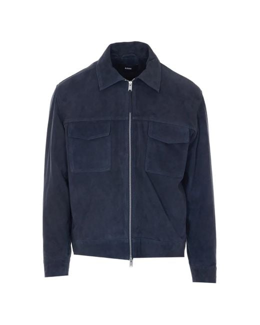 Arma Blue Kale Suede Zip Jacket for men