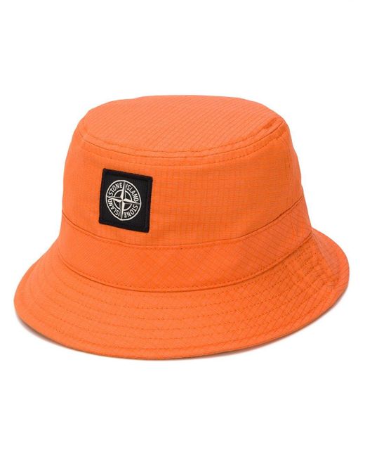 Stone Island Fischerhut mit Logo in Orange für Herren