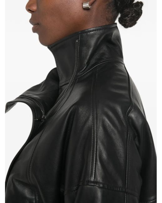 Vince Black Veste Bomber En Cuir
