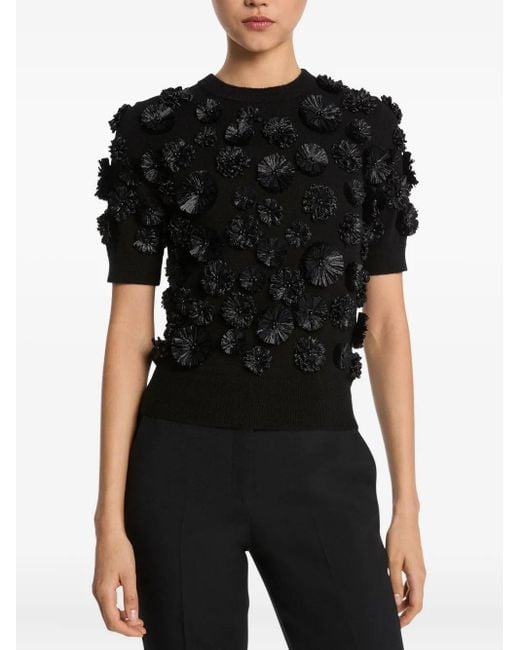 Michael Kors Black Floral-Embroidered Shell Top