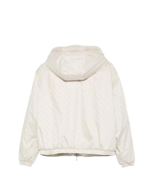 Moose Knuckles White Eaton Reversible Hooded Pattern Jacket