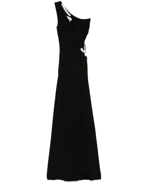 Nissa Black Crystal-Embellished Gown