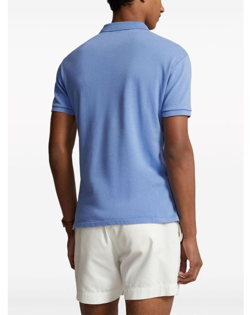 Polo Ralph Lauren Blue Polo Pony-Embroidered Cotton Polo Shirt for men