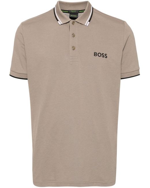 Boss Poloshirt mit Logo-Stickerei in Natural für Herren
