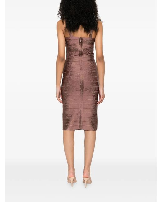 Hervé Léger Pink V-Neck Bandage Dress