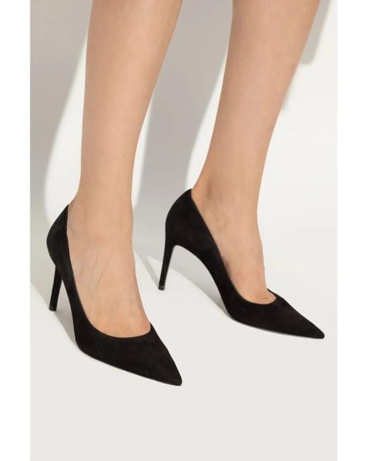 Stuart Weitzman Black 85Mm Suede Pumps