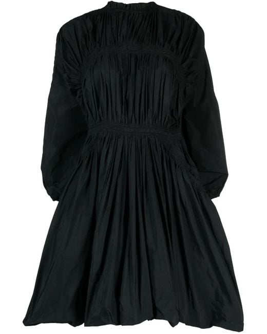 Jil Sander Black Long-Sleeved Pleated Minidress