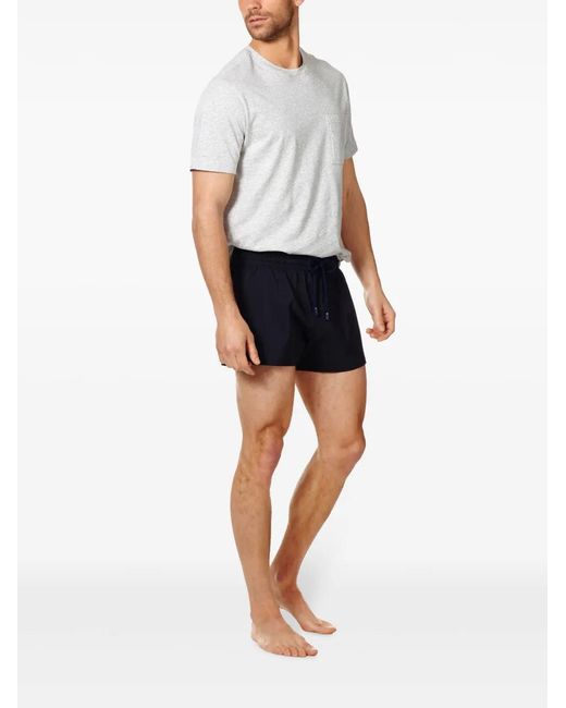 Vilebrequin Blue Logo-Patch Drawstring Swim Shorts for men