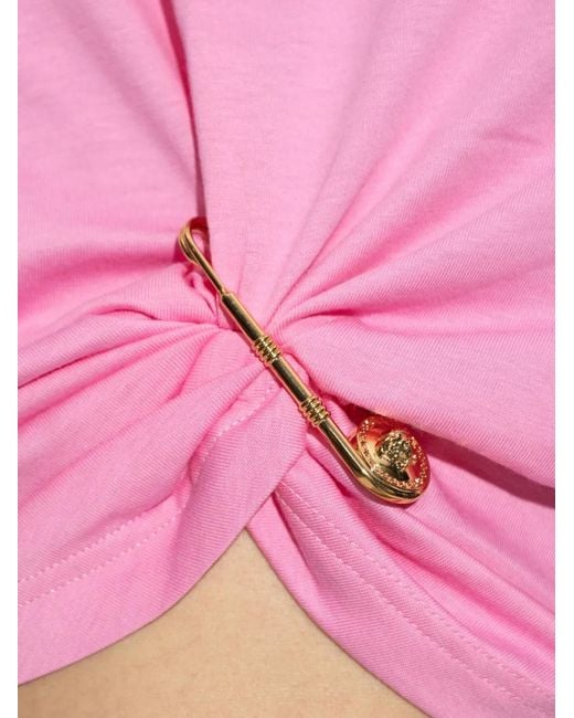 Versace Pink T-Shirt Made Of Combined Fabrics