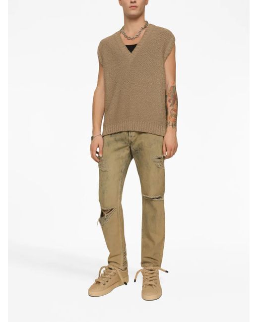 Dolce & Gabbana Natural Ripped Slim-Fit Jeans for men