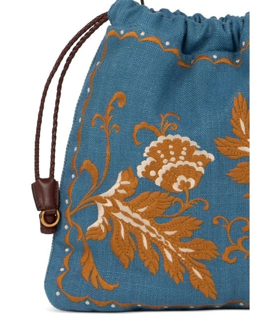 Etro Blue Kalispera Embroidery Medium Tote Bag
