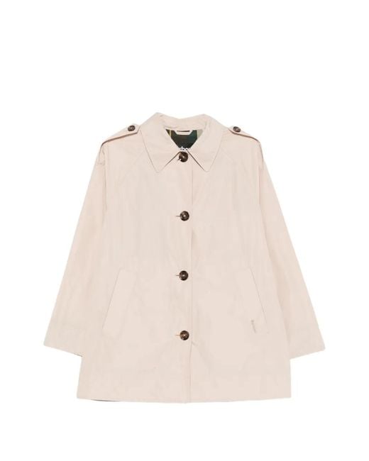 Barbour Natural Maggie Epaulette-Detail Raglan-Sleeve Coat