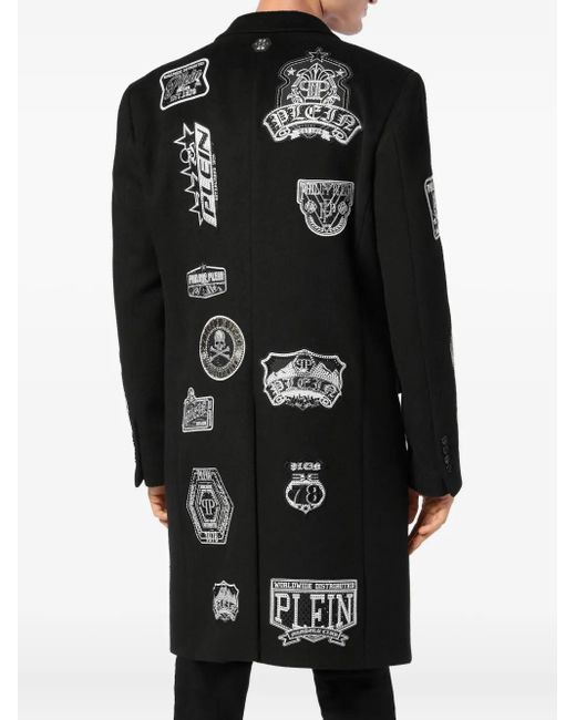 Philipp Plein Black Patches Coat for men