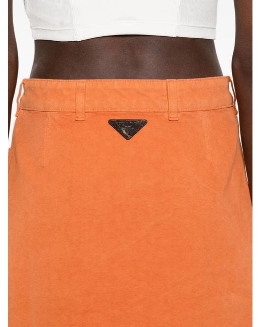 Minifalda con bolsillo en el frente Prada de color Orange