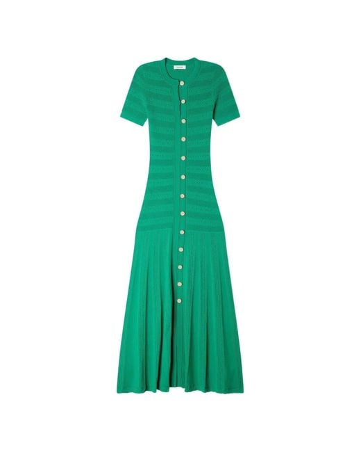 Sandro Green Knit Maxi Dress