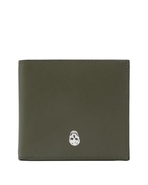 Skull-plaque bi-fold wallet Alexander McQueen de hombre de color Green