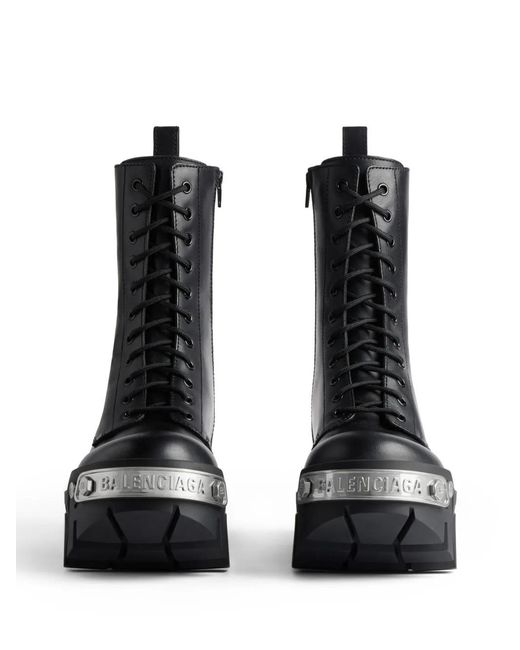 Balenciaga Black Bulldozer Platform Lace-Up Boots