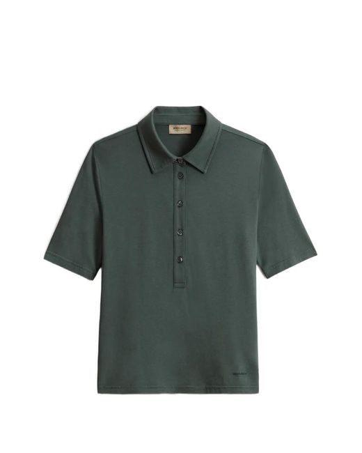 Woolrich Green Luxe Logo-Print Short-Sleeve Polo Shirt