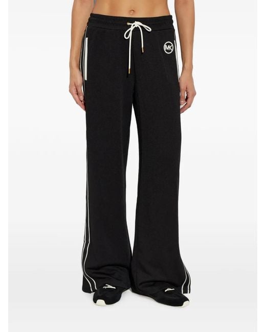 MICHAEL Michael Kors Black Logo-Patch Side-Stripe Track Pants