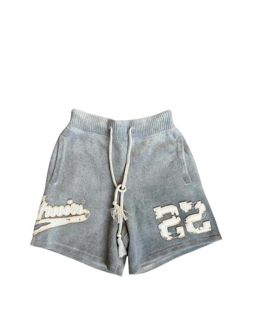 Amiri Blue Distressed Cashmere Shorts for men