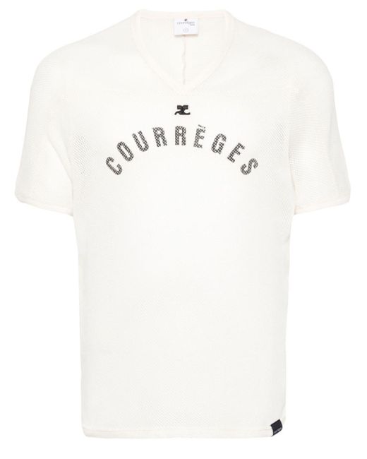 Courreges White Baseball Printed Mesh T-shirt for men