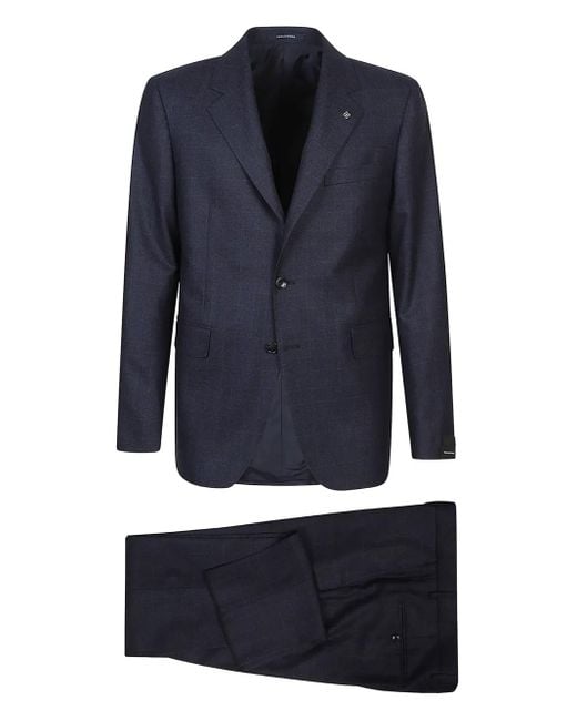 Tagliatore Blue Check-Pattern Wool Suit for men