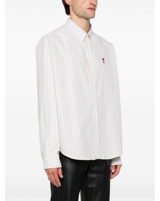 AMI White Ami De Coeur Striped Shirt