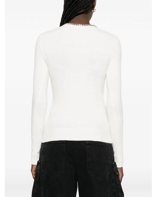 Rabanne White Cutout Long-Sleeve Blouse