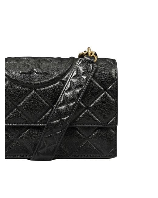 Tory Burch Black Fleming Small Leather Crossbody Bag