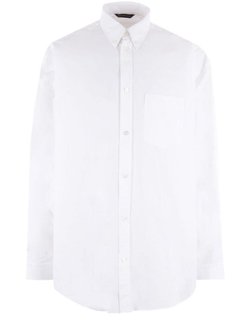 Balenciaga White Logo-print Cotton Shirt for men