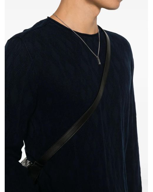 John Varvatos Blue Diamond-Knit Sweater for men
