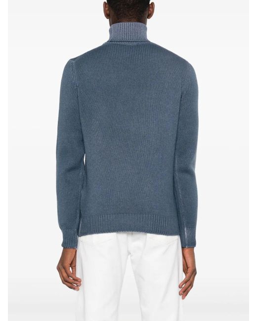 Dell'Oglio Blue Roll-Neck Wool Blend Jumper for men