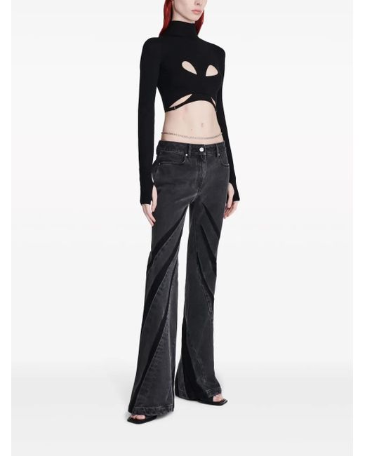 Dion Lee Black Darted Bootcut Jeans