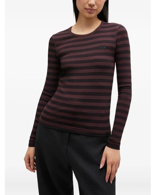Ganni Purple Stripe Rib Long-Sleeve