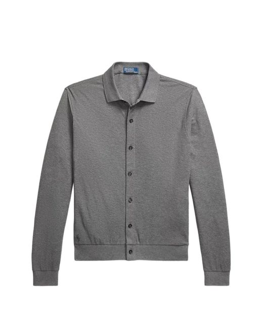 Polo Ralph Lauren Gray Honeycomb Texture Collared Pullover for men