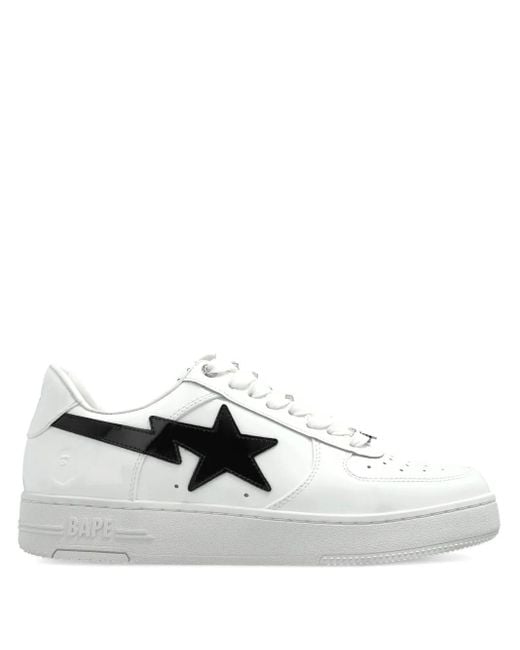 A Bathing Ape White Sta Lightning-Appliqué Sneakers for men