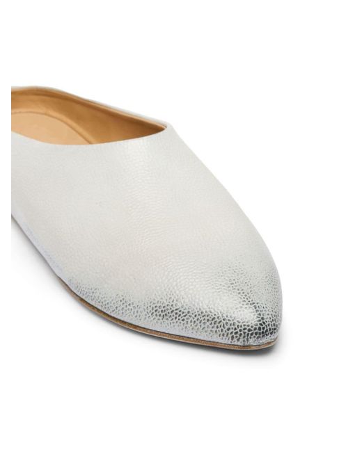Marsèll White Laminated Leather Mules