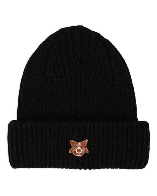 PELO FOUNDATION Black Dog-Appliqué Beanie