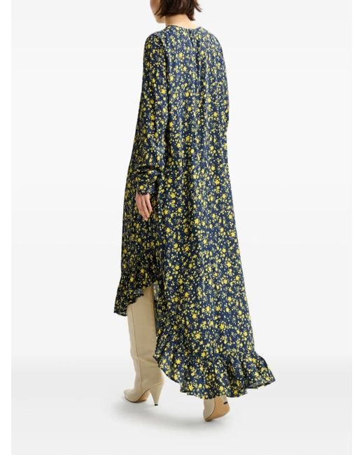 Essentiel Antwerp Black Asymmetrisches Kleid mit Blumen-Print