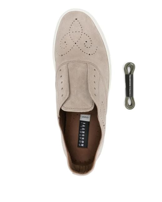 Fratelli Rossetti White Perforated Suede Loafers for men
