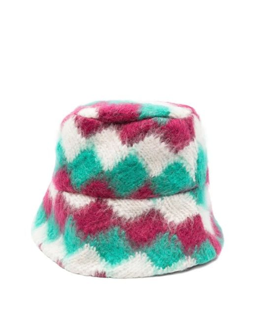 Bonsai White Geometric-Pattern Bucket Hat for men