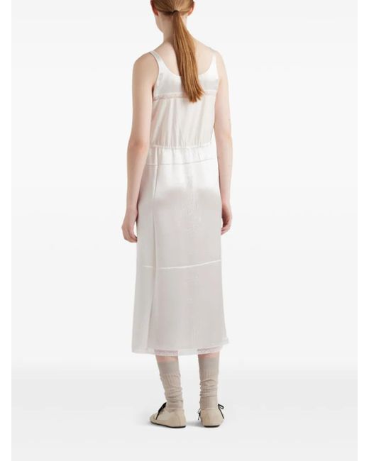Prada White Batiste Embroidered Midi Dress