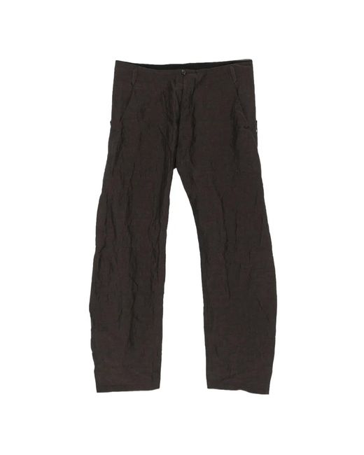 Ma+ Black Crinkled-Effect Trousers for men
