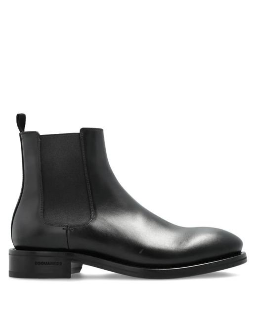 DSquared² Black Leather Chelsea Boots for men