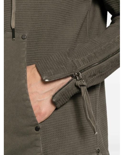 Masnada Green Waffle-Knit Zip-Cuff Hoodie for men
